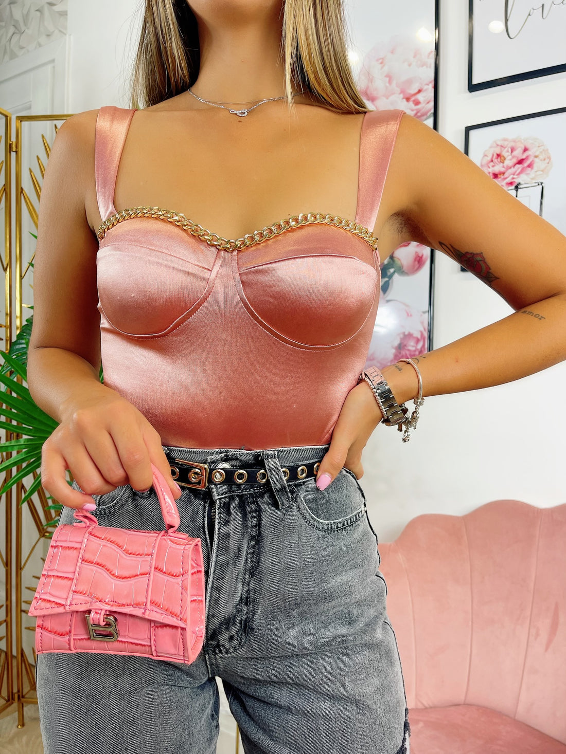 Body rosa con catena - R.a. Boutique 