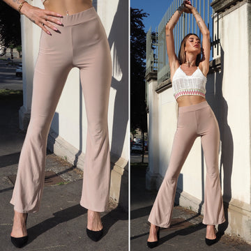 Pantalone a zampa beige - R.a. Boutique 