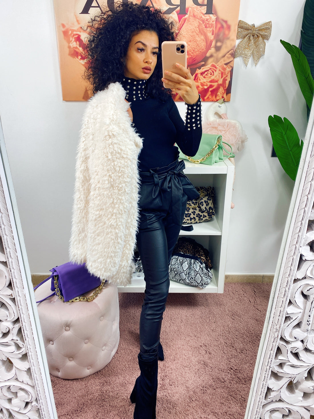 Maglioncino a collo alto con strass - R.a. Boutique 