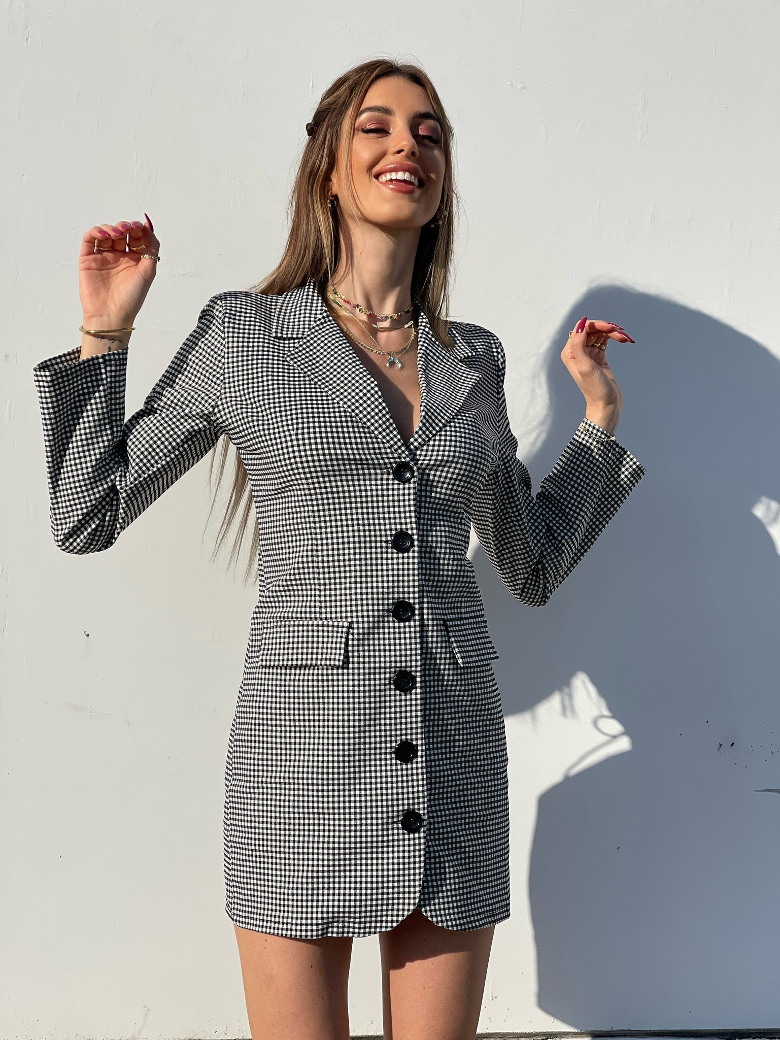 Abito a blazer a quadri schiena aperta - R.a. Boutique 