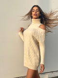 Maxi maglia a collo alto beige - R.a. Boutique 