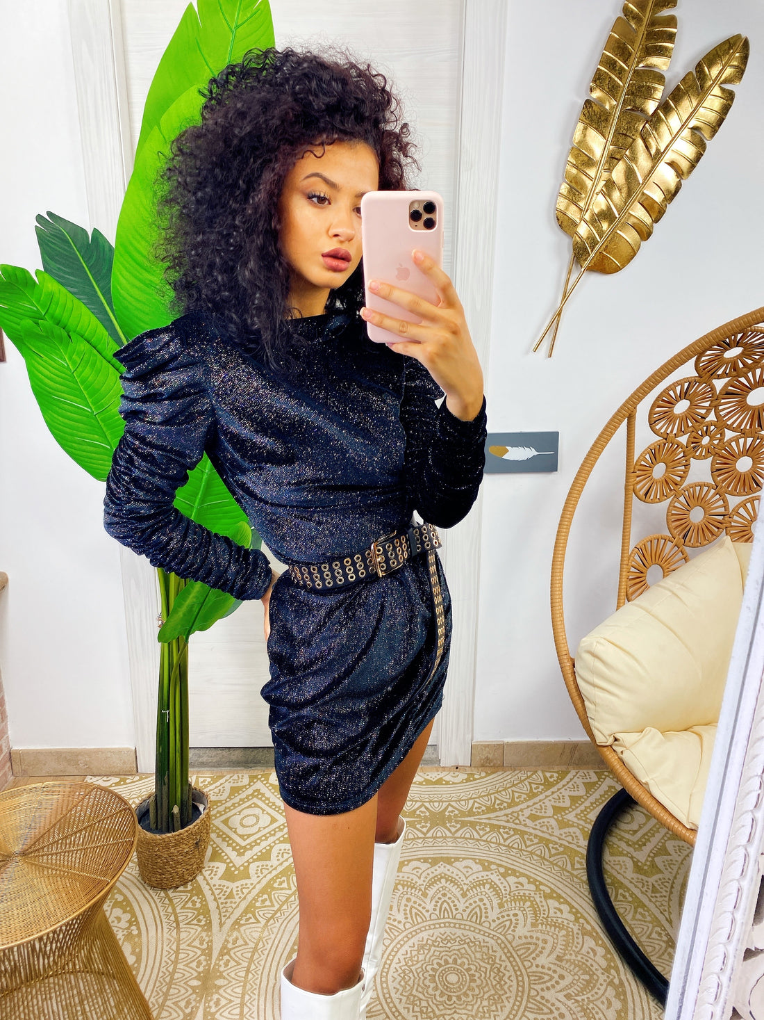 Abito glitter in velluto grigio/ nero - R.a. Boutique 