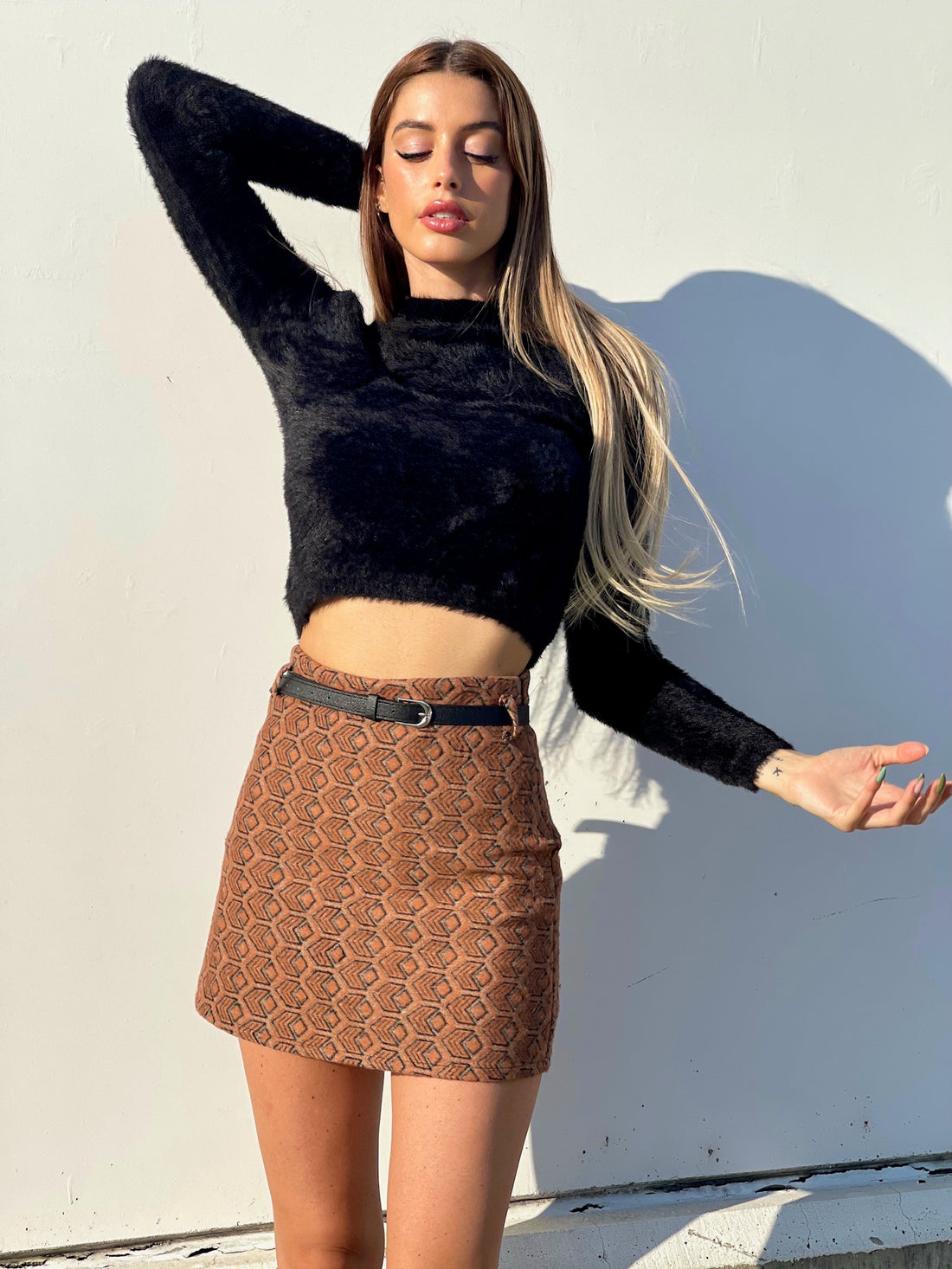 Gonna in tweed nude a fantasia - R.a. Boutique 