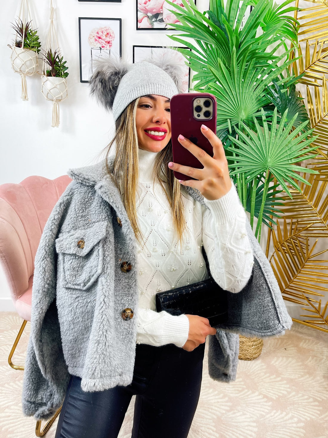 Cappotto corto Teddy grigio - R.a. Boutique 