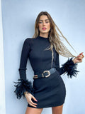 Tubino nero con piume - R.a. Boutique 