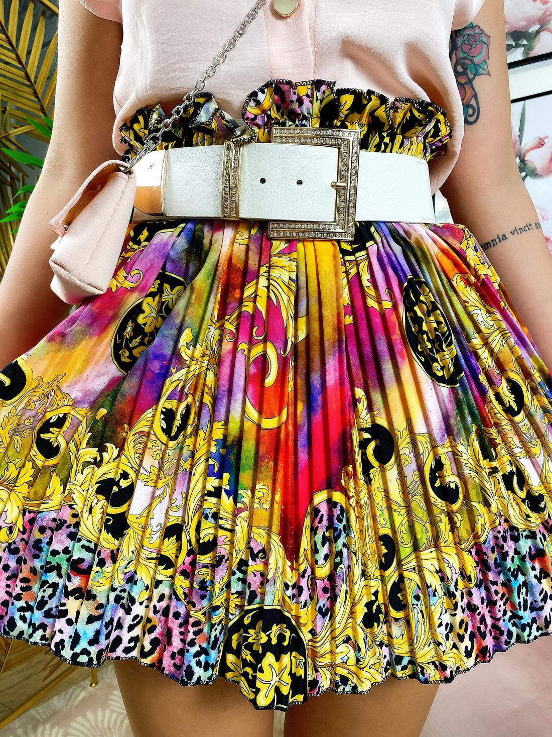 Gonna a pieghine base fucsia - R.a. Boutique 