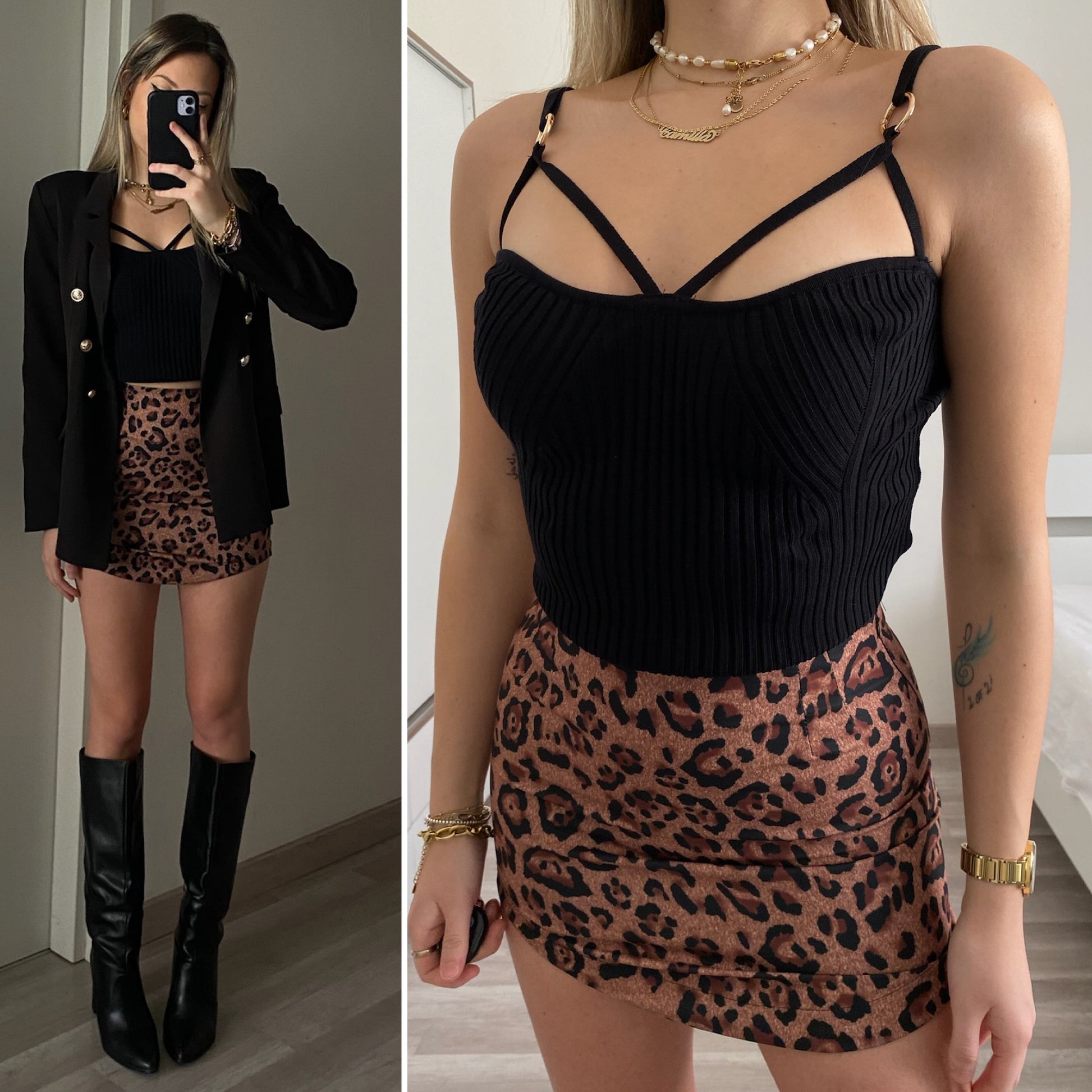 Top nero con anelli oro - R.a. Boutique 