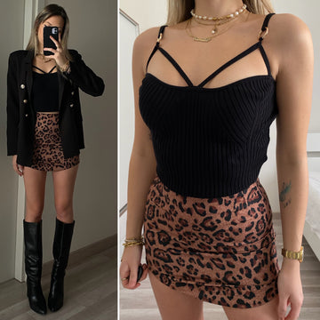 Top nero con anelli oro - R.a. Boutique 