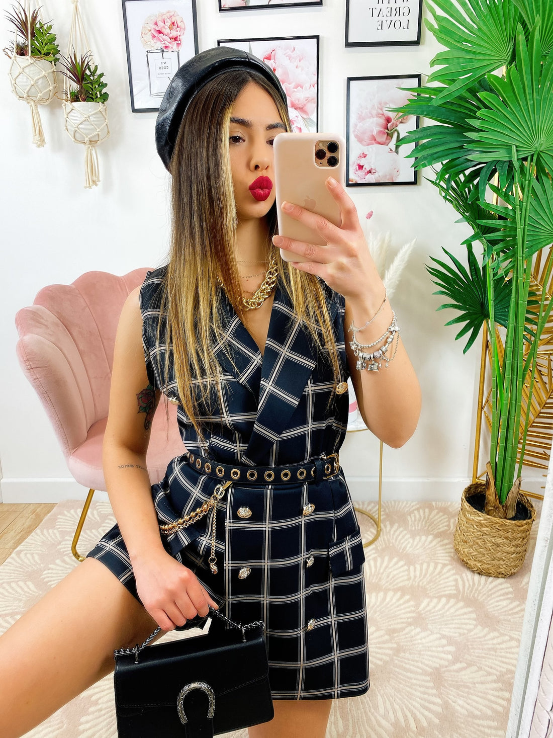 Tutina a Blazer fantasia a quadri nera - R.a. Boutique 