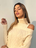 Maxi maglia a collo alto beige - R.a. Boutique 
