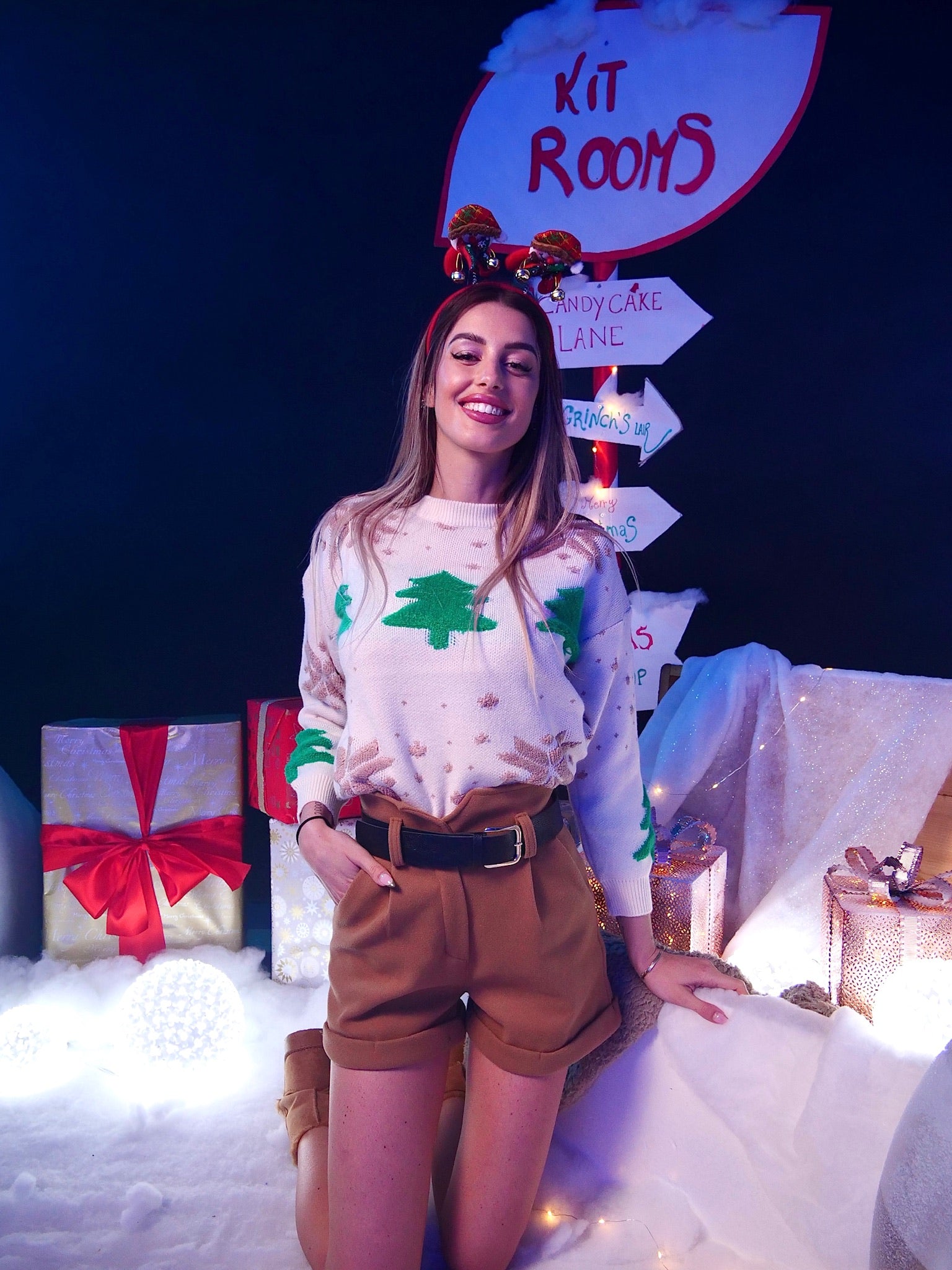 Maglione Top Quality Unisex con alberelli panna - R.a. Boutique 