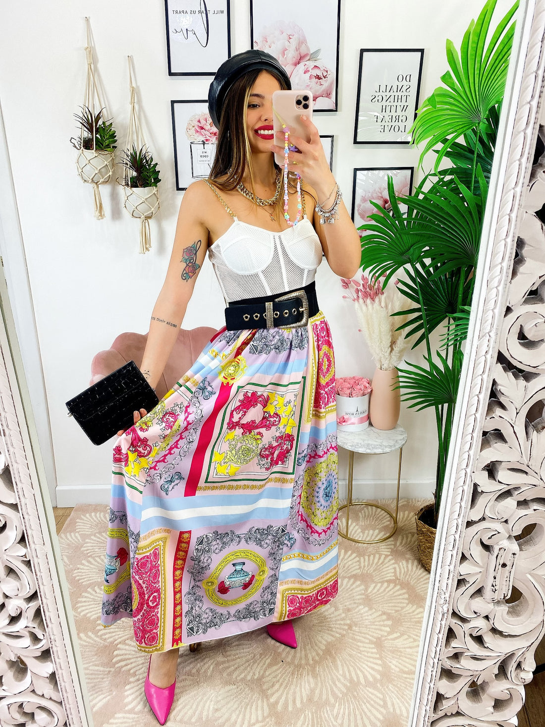 Gonna lunga dettaglio lilla - R.a. Boutique 