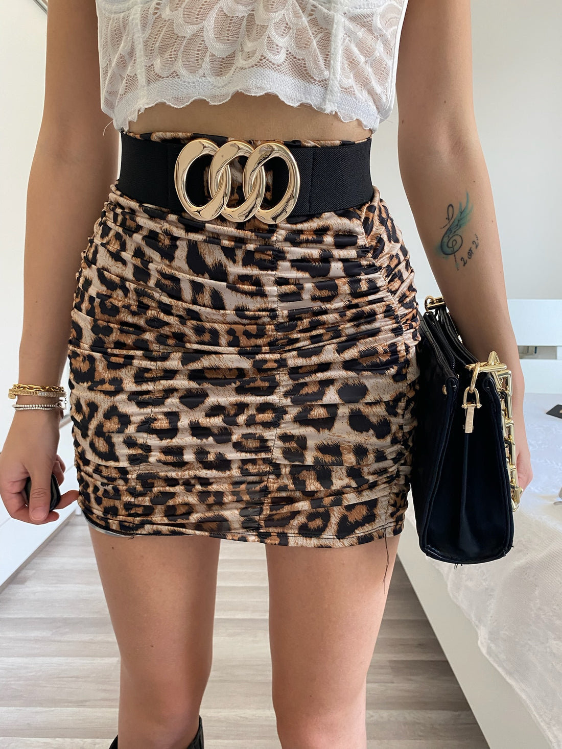 Gonna aderente con drappeggio maculata - R.a. Boutique 