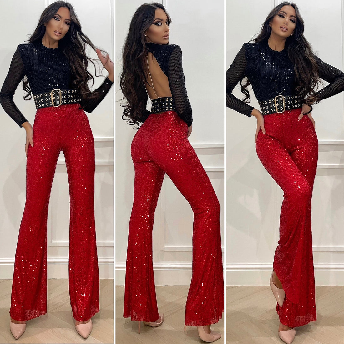 Completo Pantalone e body in paillettes - R.a. Boutique 