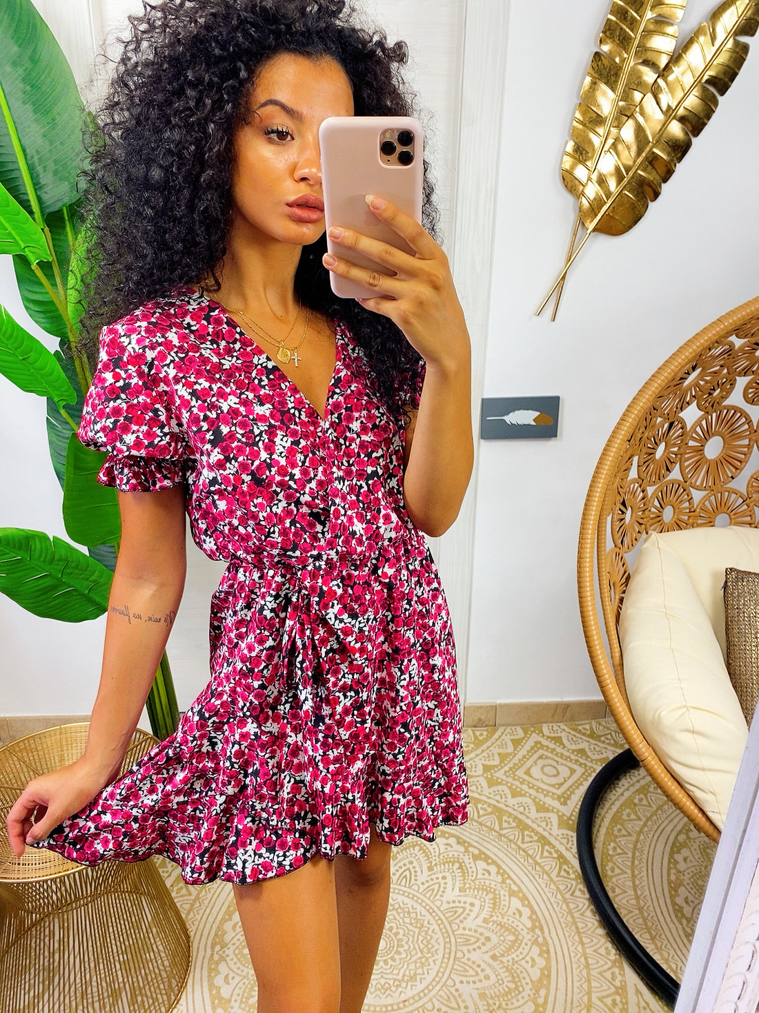 Abito a fiorellini fuxia - R.a. Boutique 