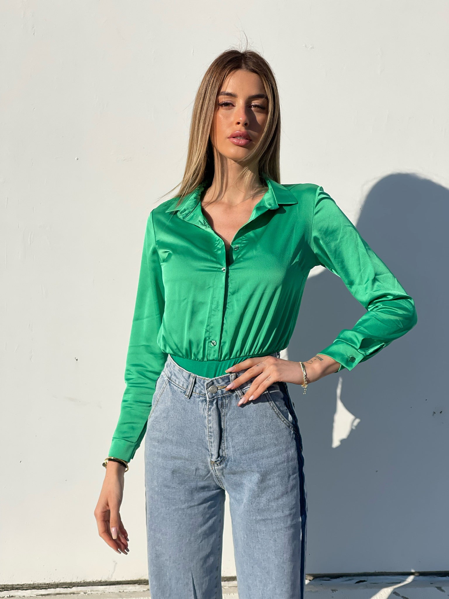 Body camicia verde smeraldo - R.a. Boutique 