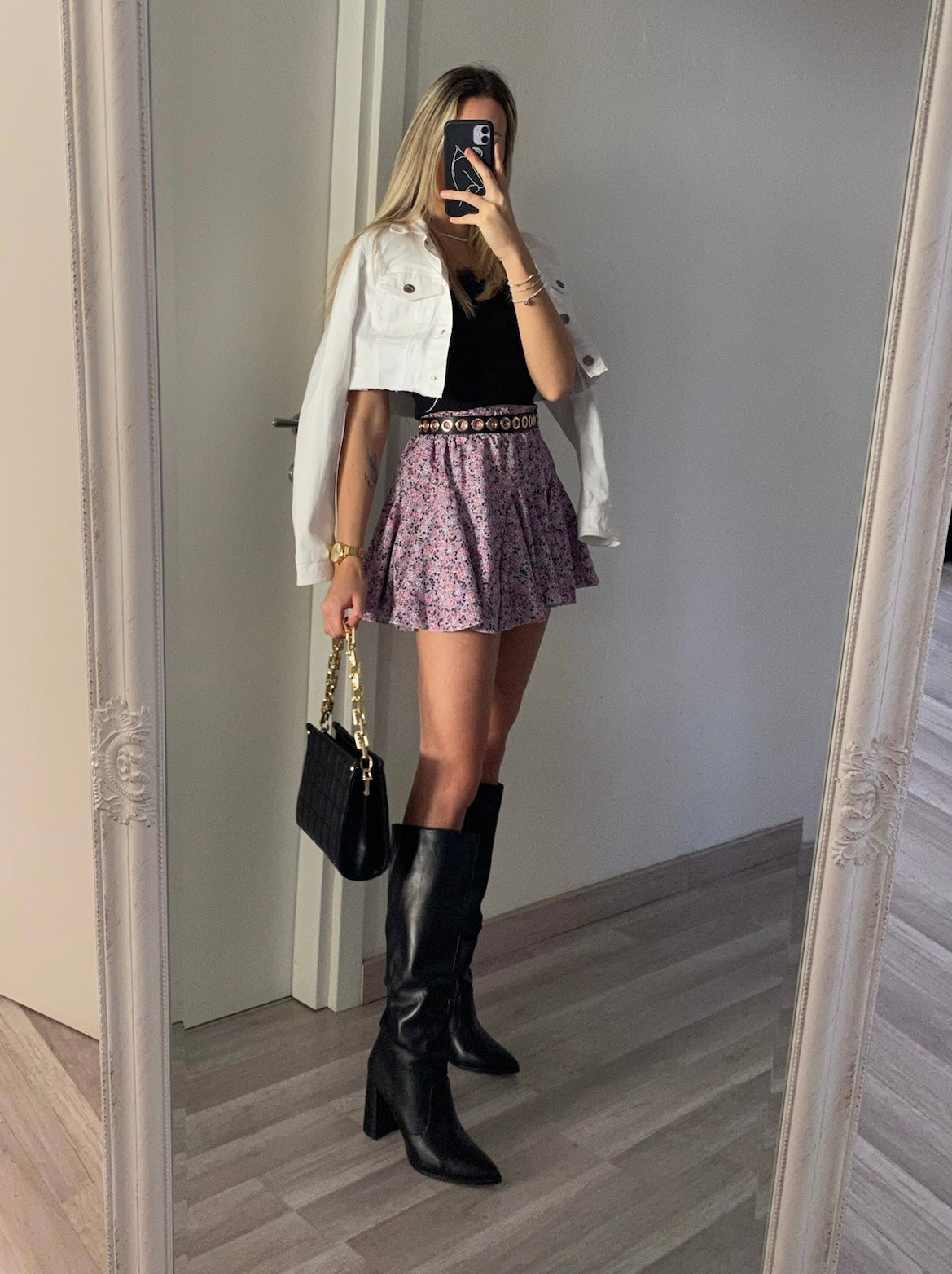 Gonna a ruota a fiorellini lilla - R.a. Boutique 