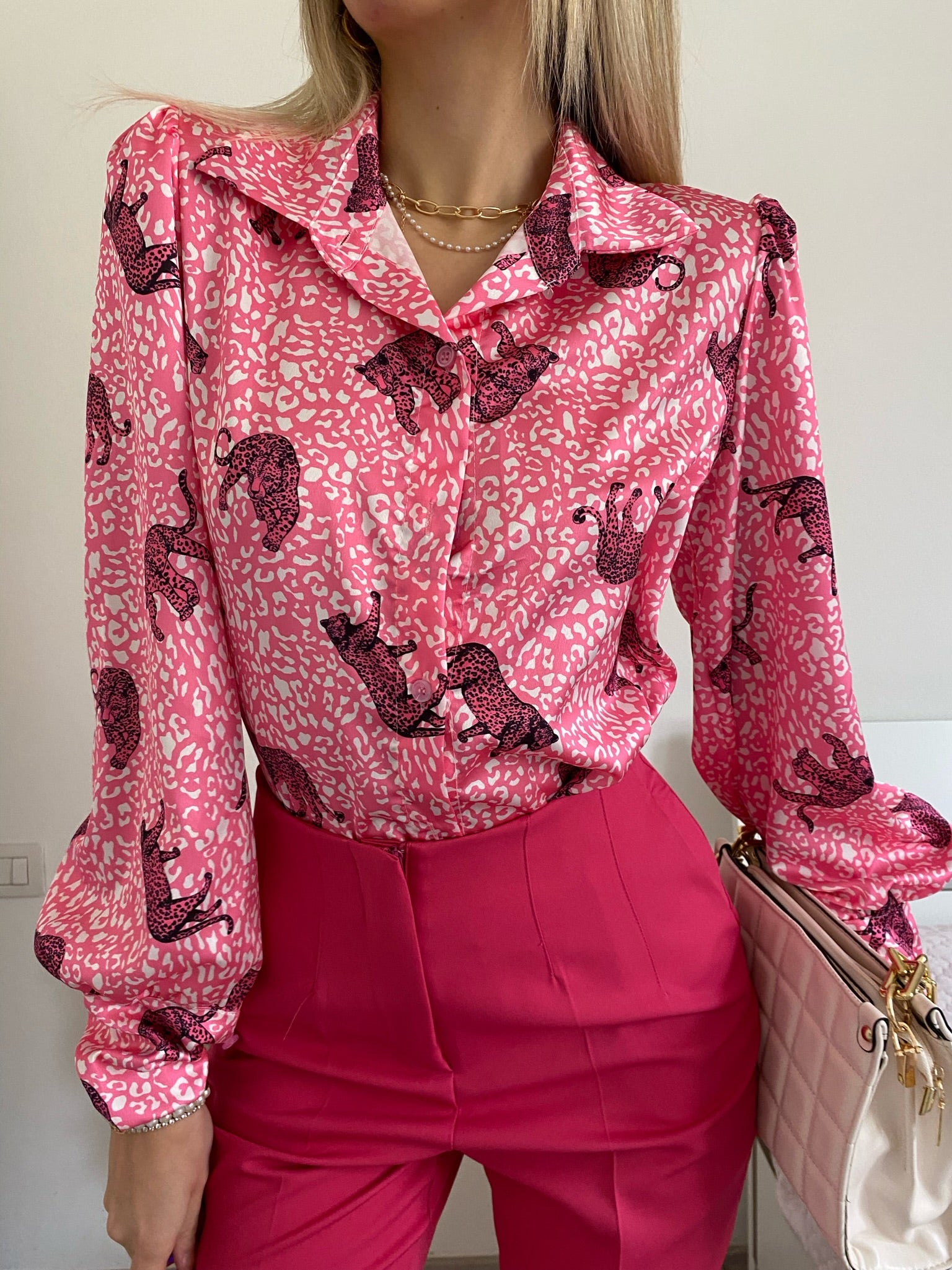 Camicia con stampa animalier fuxia - R.a. Boutique 