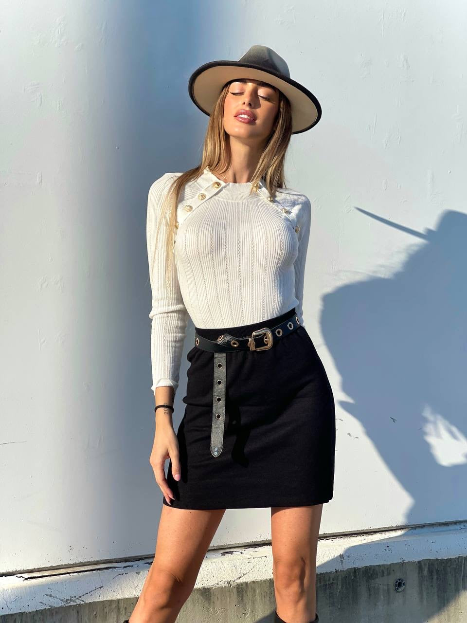 Gonna elasticizzata nera - R.a. Boutique 