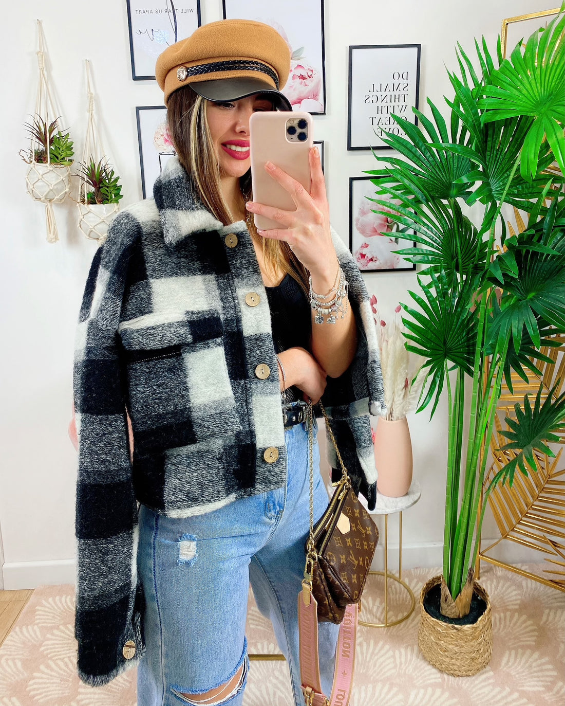 Giacca a quadri Corta Nera - R.a. Boutique 