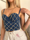 Corpetto in jeans con strass - R.a. Boutique 