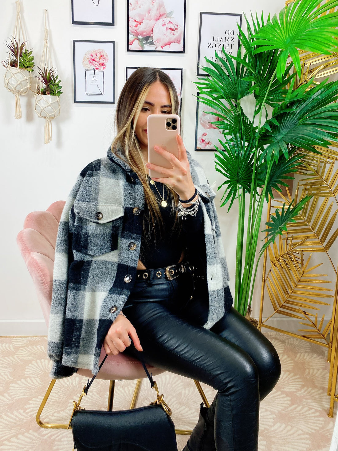 Giacca a quadri Nera - R.a. Boutique 