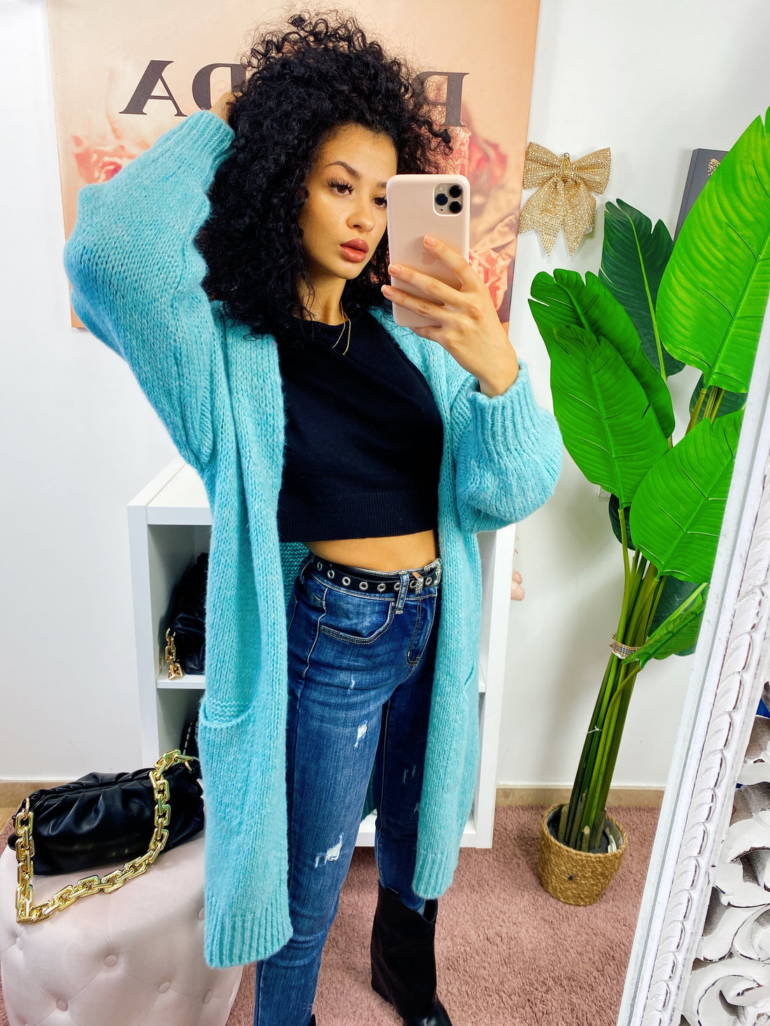 Cardigan lungo morbido tiffany - R.a. Boutique 