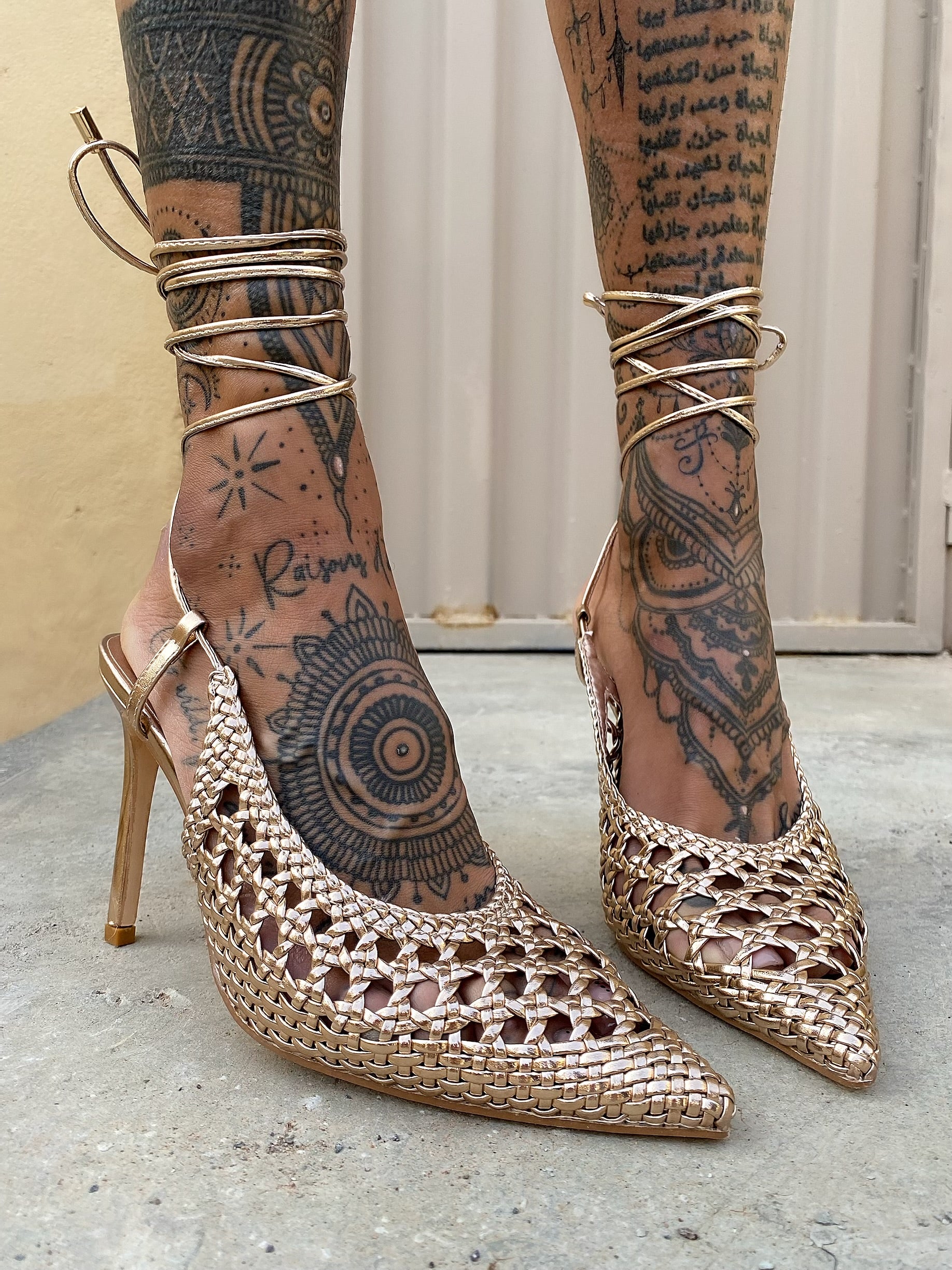 Tacchi alla schiava traforati rose gold - R.a. Boutique 