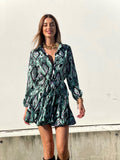 Abito con gonna a ruota dettaglio verde - R.a. Boutique 