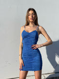 Abito aderente arricciato blu - R.a. Boutique 