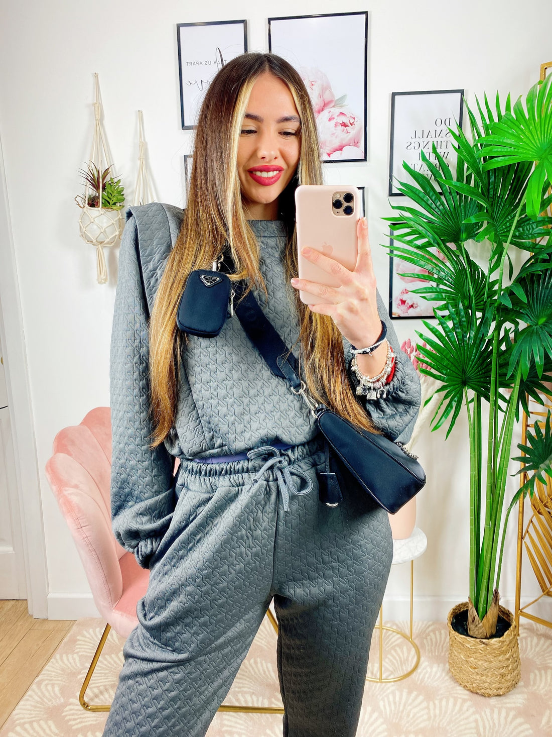 Tuta Sportiva Ricamata Grigia - R.a. Boutique 