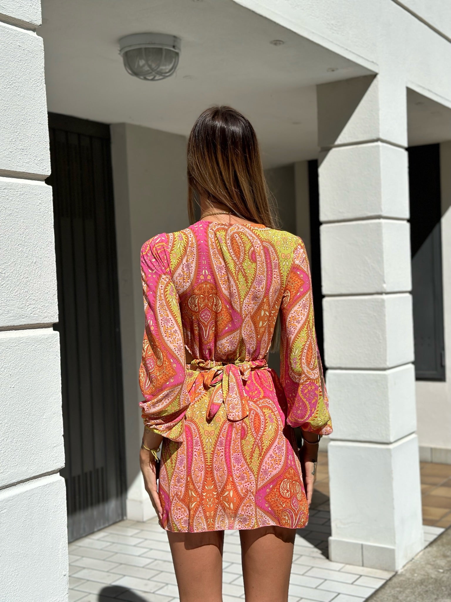 Abito con incrocio rosa lime - R.a. Boutique 