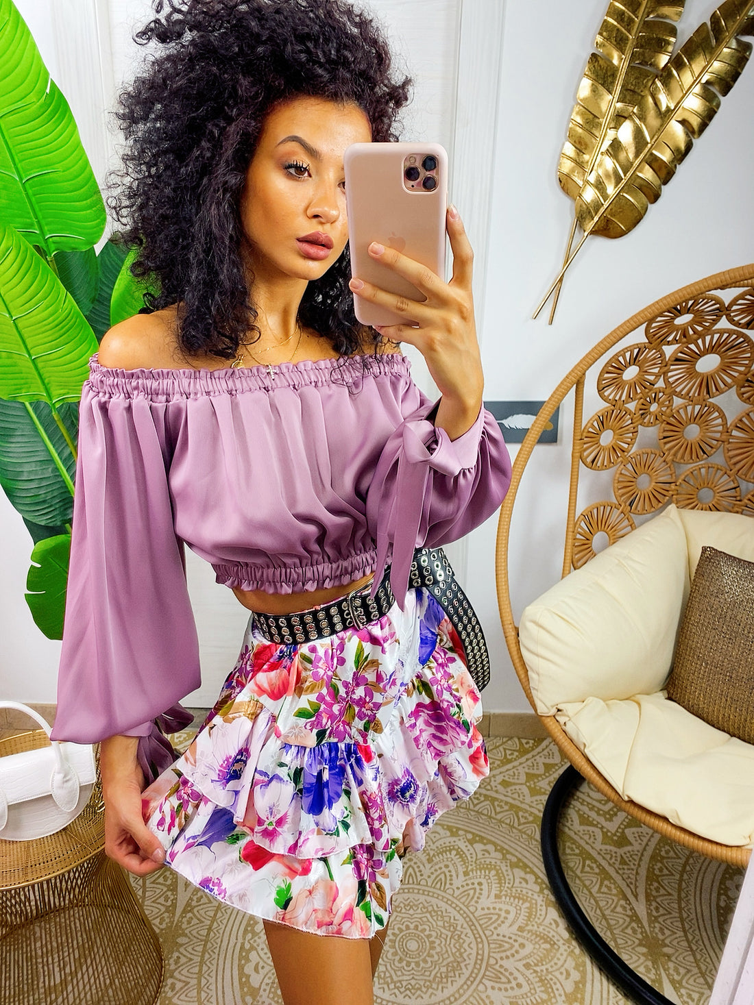 Top in raso manica lunga lilla - R.a. Boutique 