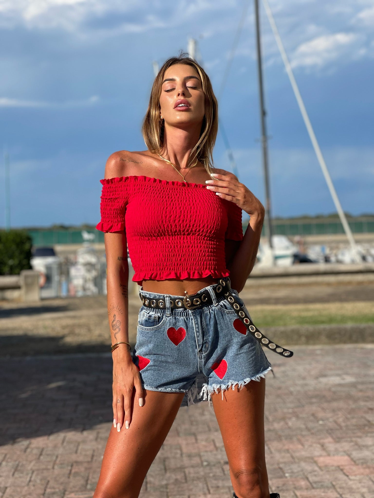 Top plissettano rosso - R.a. Boutique 