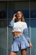 Felpa crop jeans bianca - R.a. Boutique 