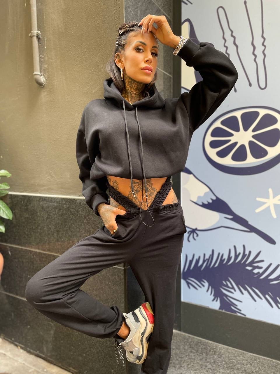 Felpa con elastico nera - R.a. Boutique 