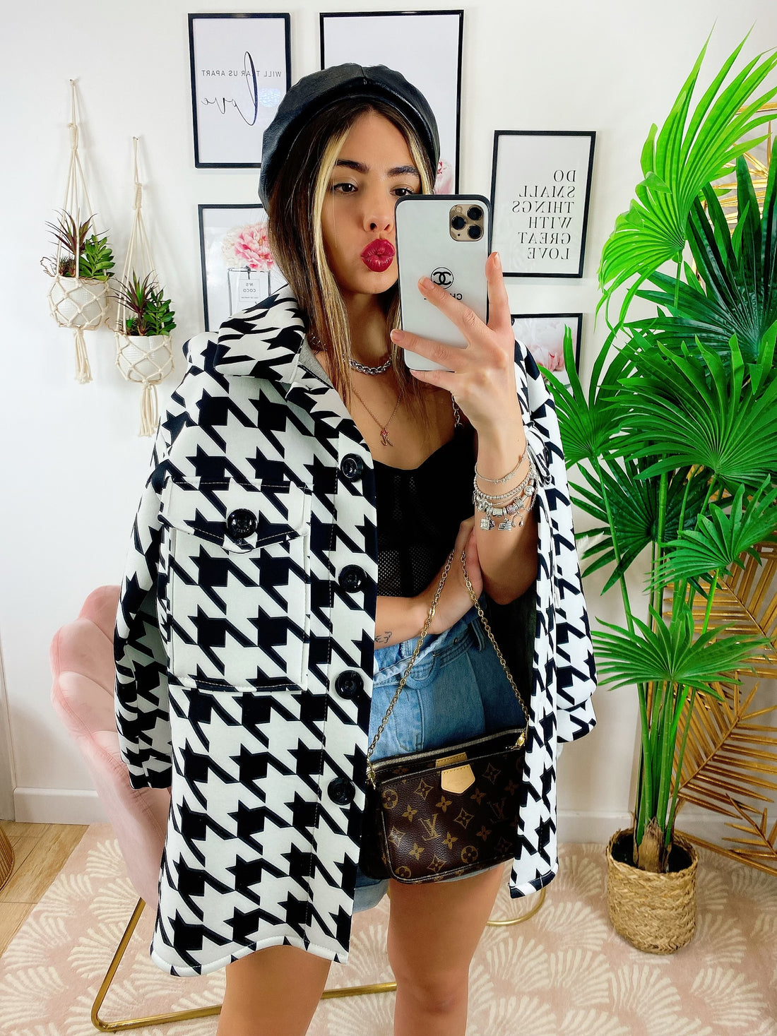 Giaccone pied de poule Nero - R.a. Boutique 