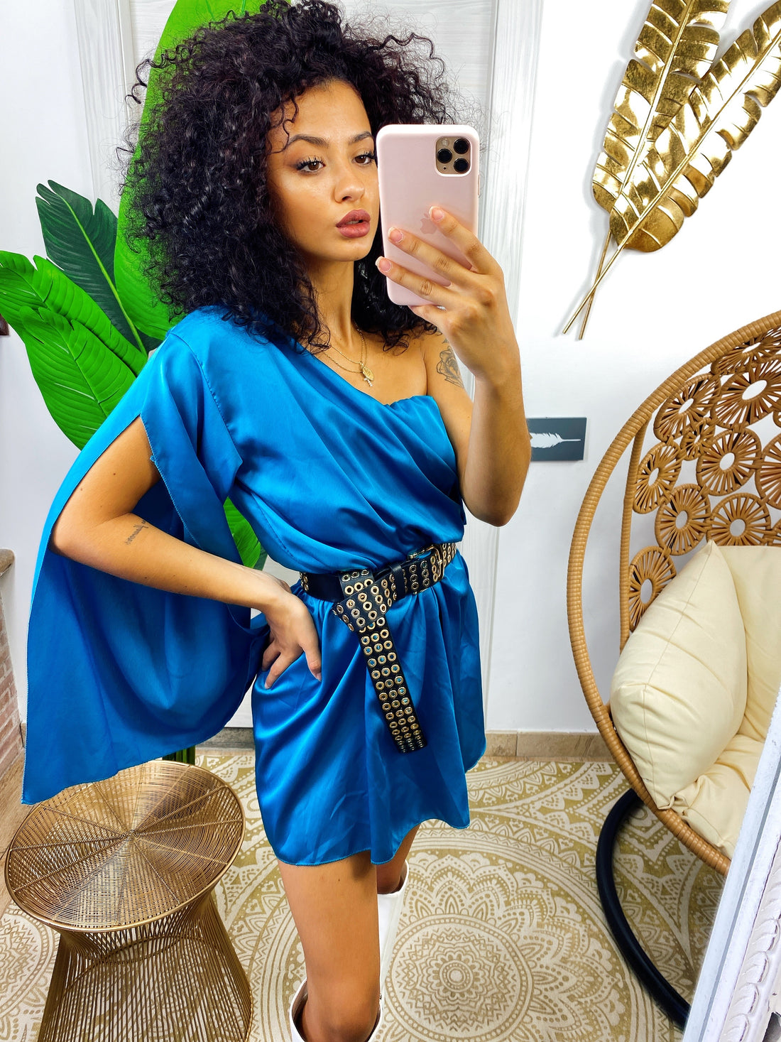 Tutina monospalla taglio impero blu - R.a. Boutique 