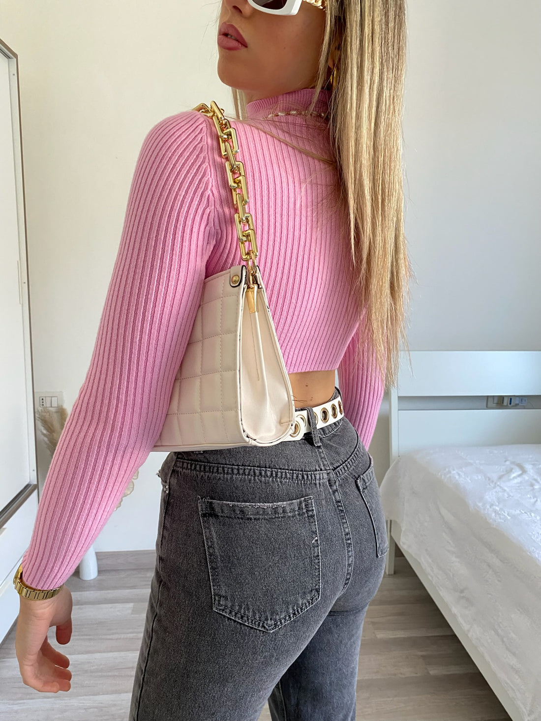 Maglioncino crop rosa - R.a. Boutique 
