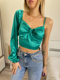 Top in raso monospalla tiffany - R.a. Boutique 