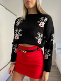 Maglione nero con renne - R.a. Boutique 