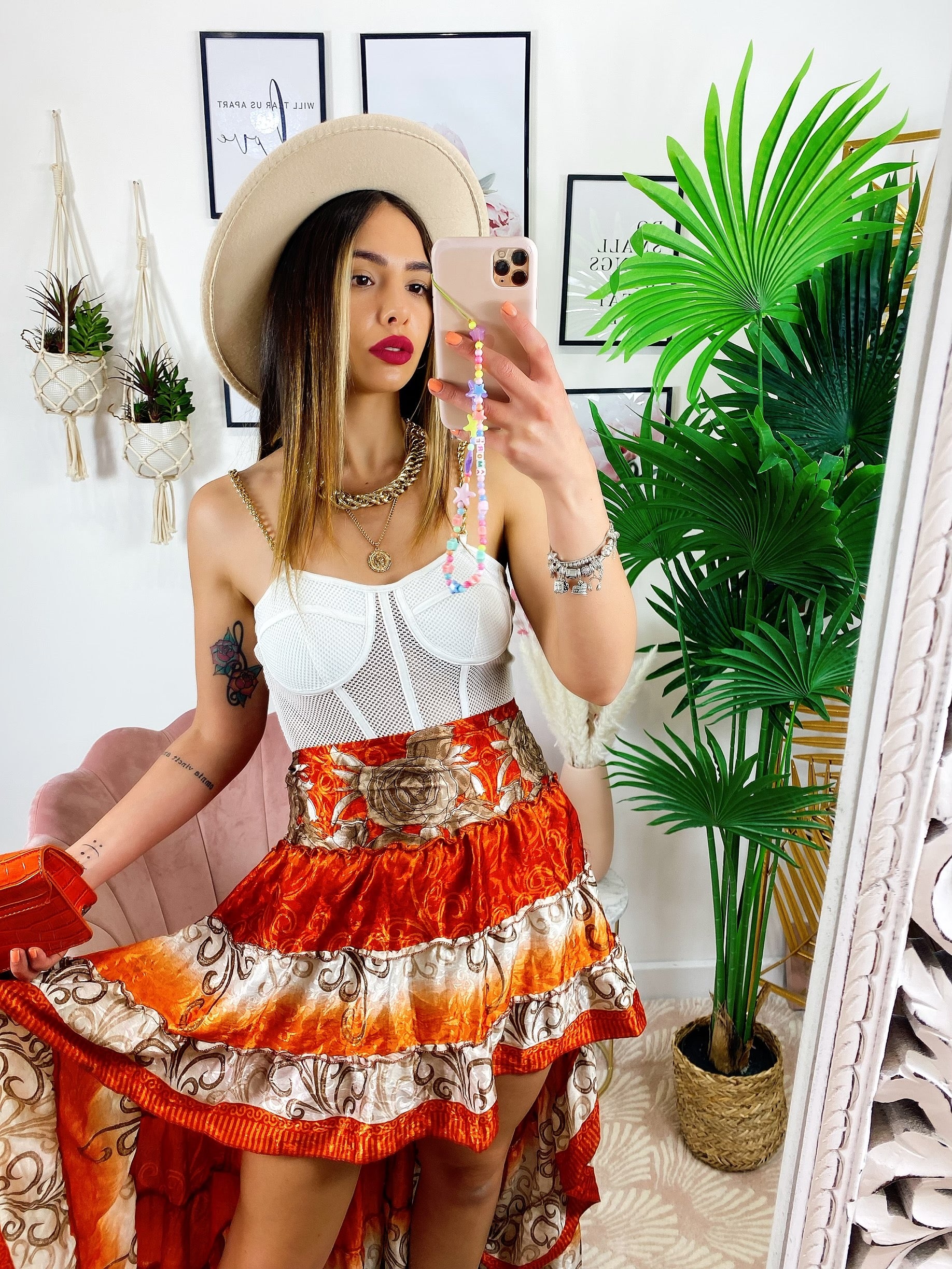 Gonna asimmetrica sfumature arancio - R.a. Boutique 