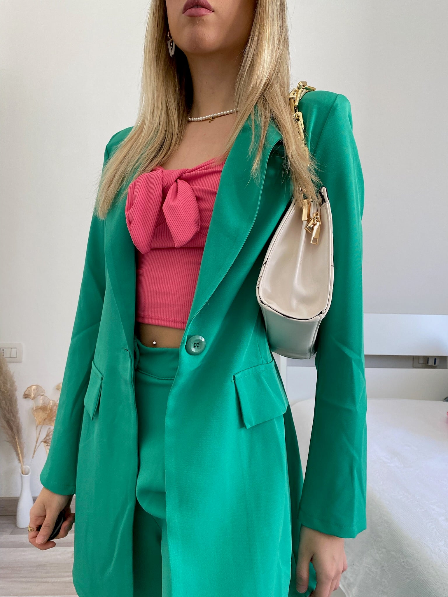 Completo oversize giacca e pantalone verde - R.a. Boutique 