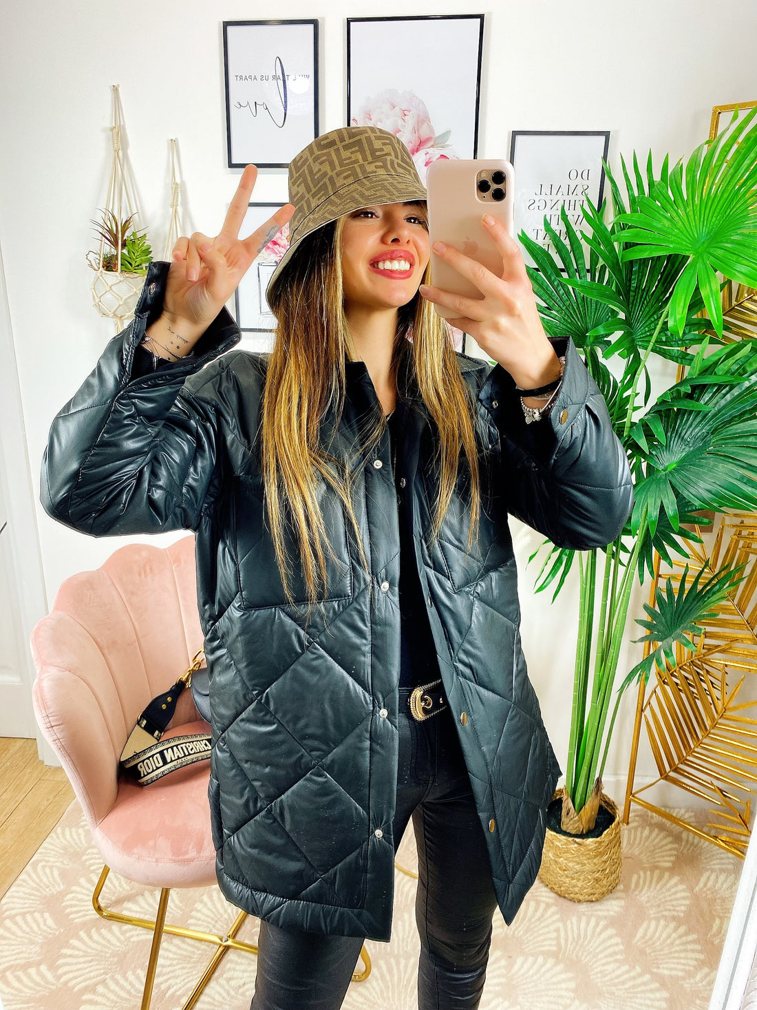 Piumino trapuntato primaverile nero - R.a. Boutique 