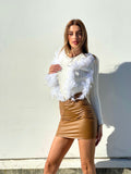 Gonna in ecopelle basic camel - R.a. Boutique 