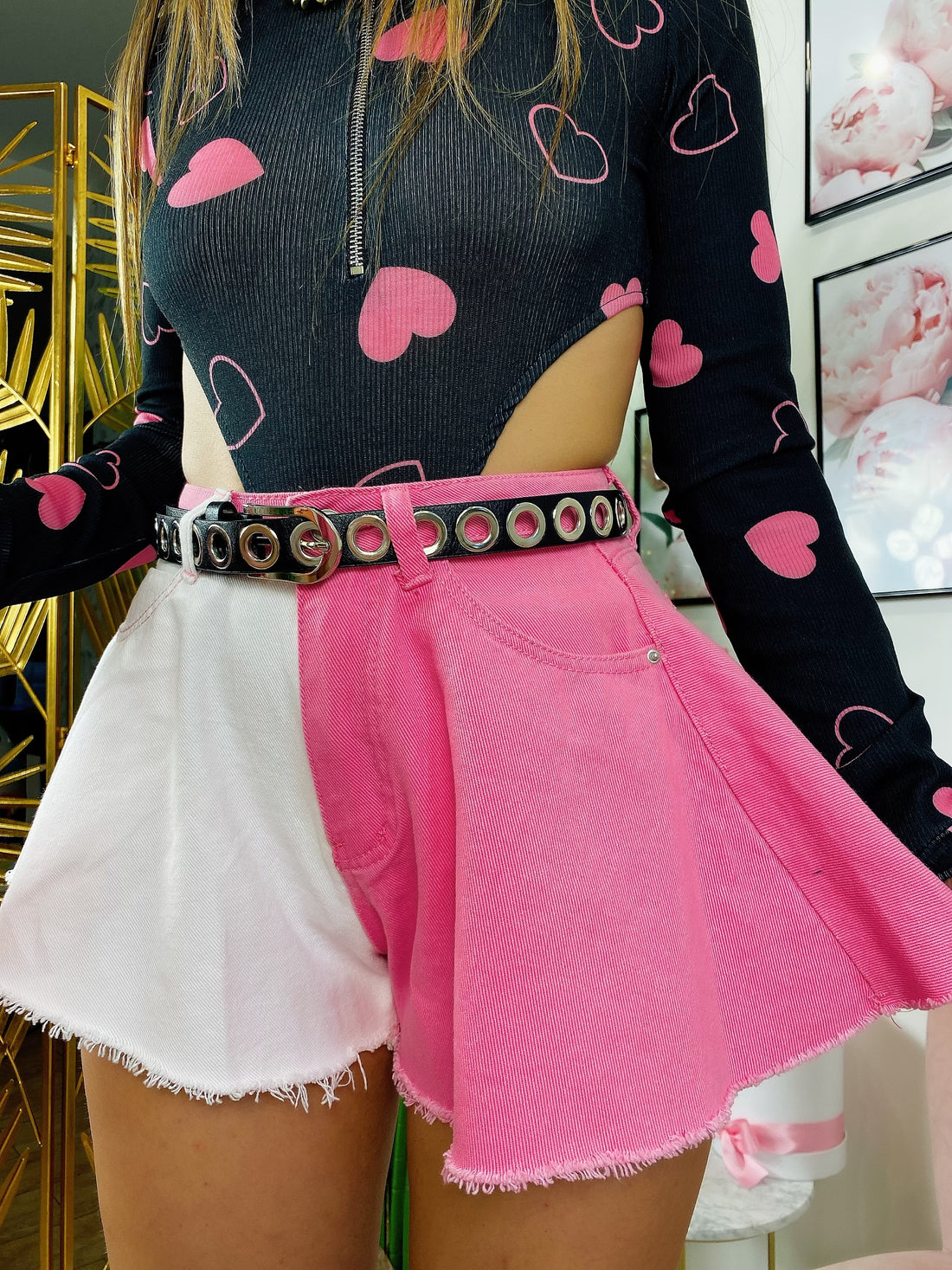 Short sfrangiato bicolor rosa - R.a. Boutique 