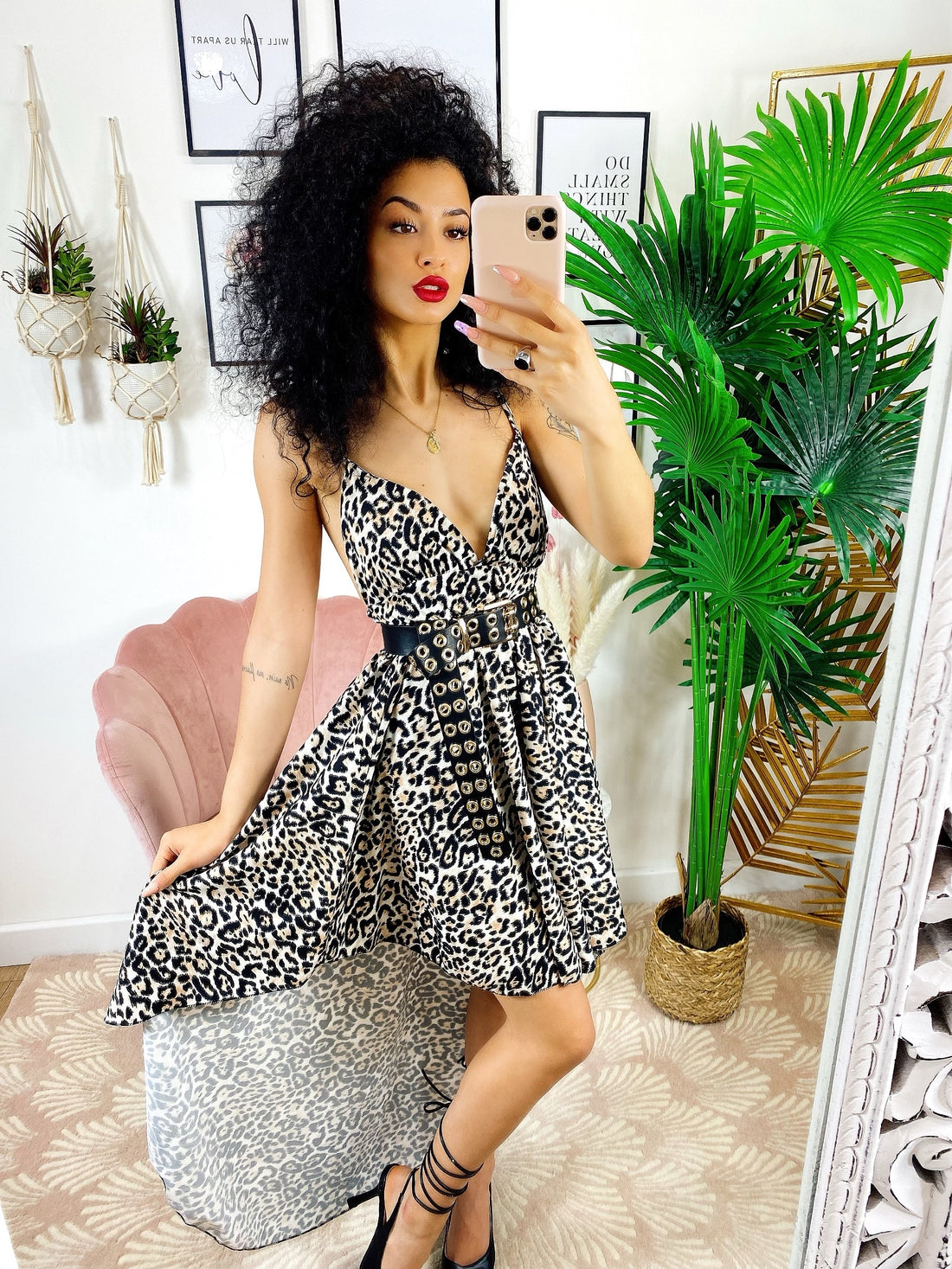 Abito in raso con gonna asimmetrica maculato - R.a. Boutique 