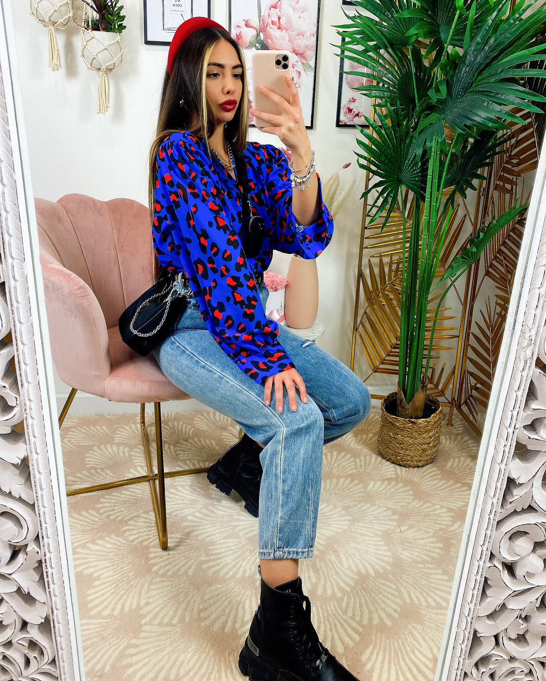 Body maculato blu dettagli Rossi - R.a. Boutique 