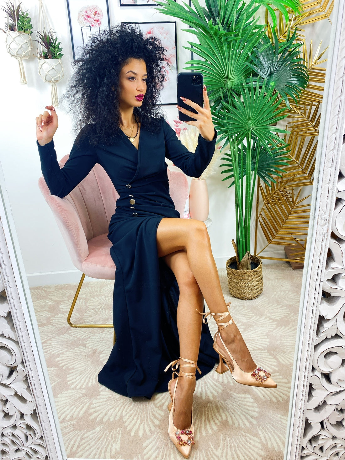 Abito a sirena con spacco nero - R.a. Boutique 