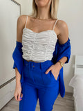 Top in raso bianco arricciato - R.a. Boutique 